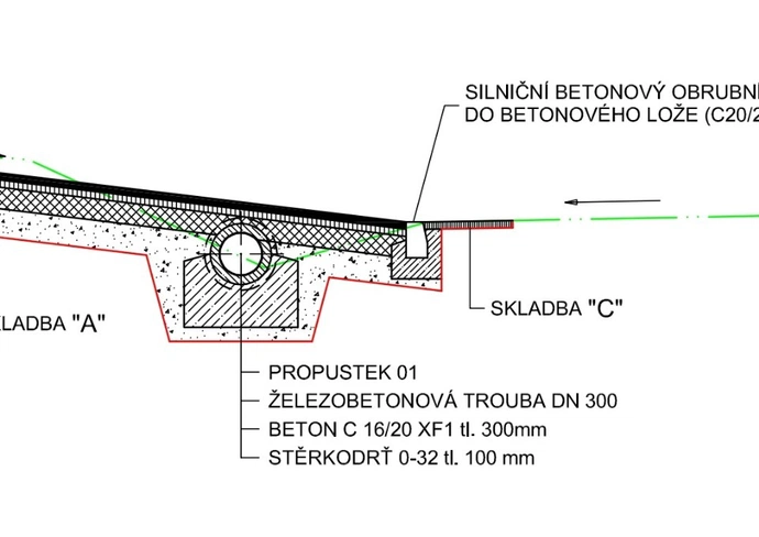 Propustka DN300 ve sjezdu na PK