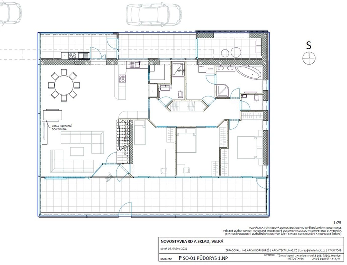 Půdorys od projektanta, ing.Igora Bureše